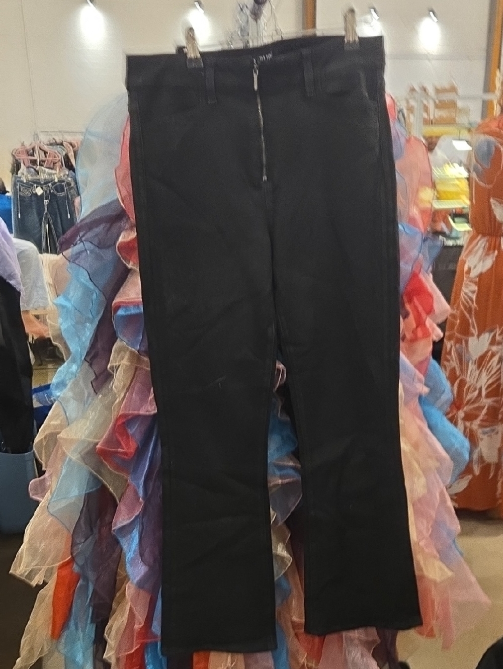 PAIGE Black Waistband Straight Pants